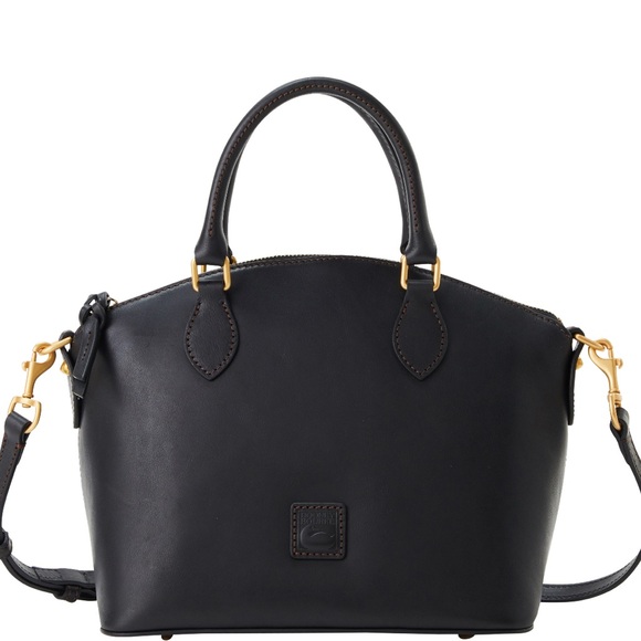 NWT Dooney & Bourke Florentine Geena Satchel in Black Black (Retail $408) - Picture 1 of 5